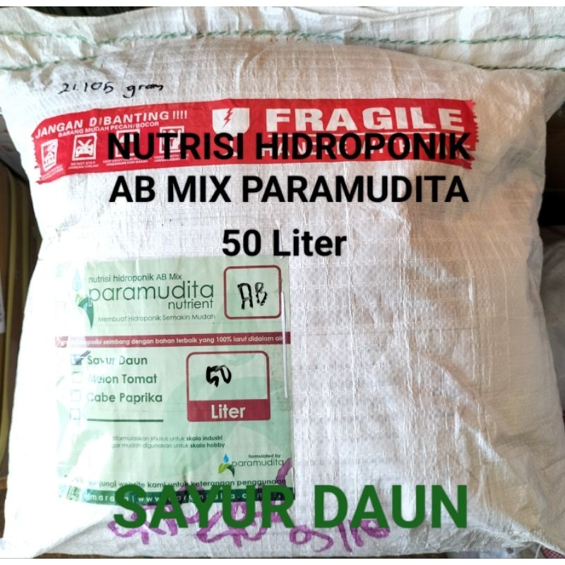 NUTRISI HIDROPONIK PARAMUDITA AB MIX SAYURAN DAUN 50 LITER
