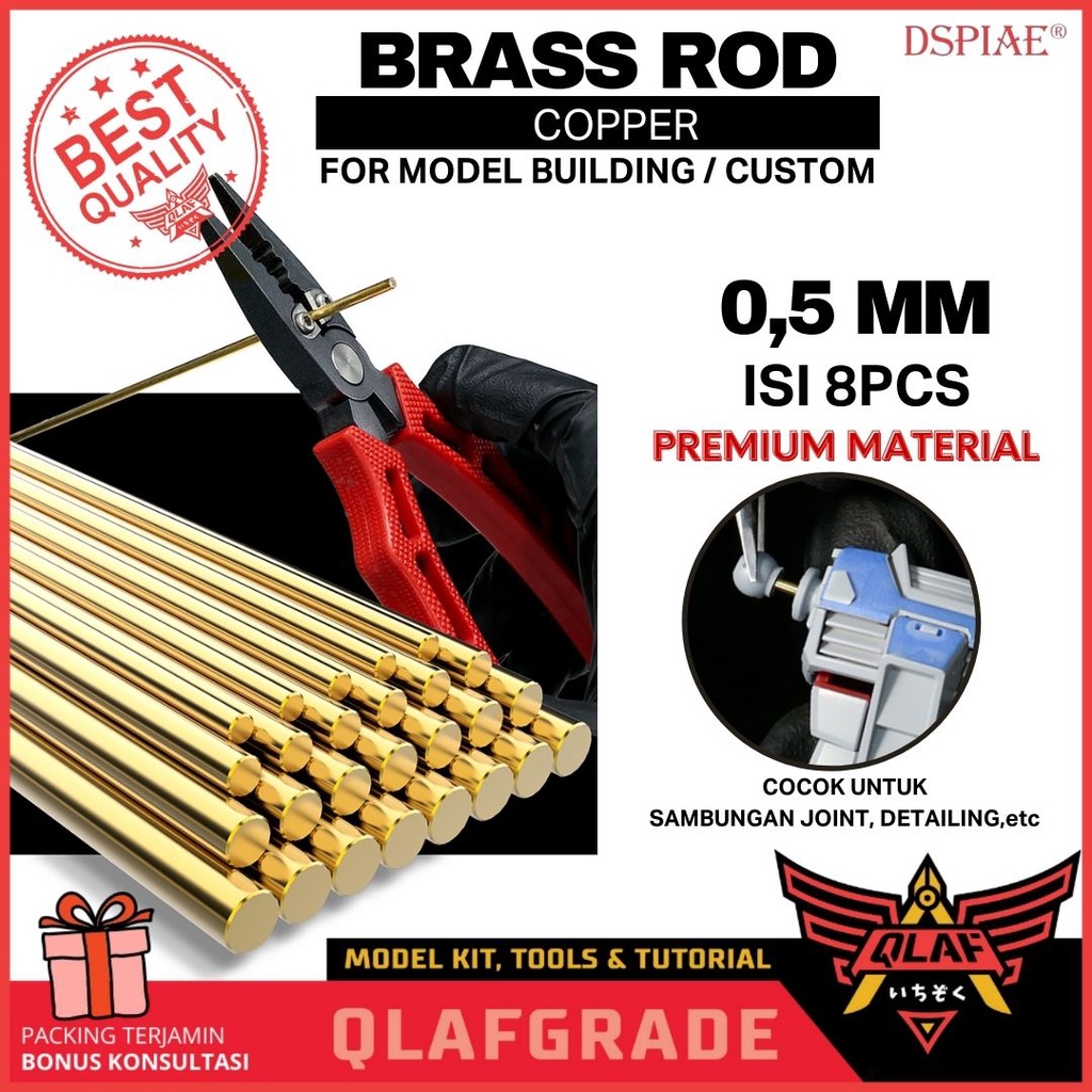 BEAM BRASS 0.5 mm SOLID - 8pcs dspiae copper rod custom model kit