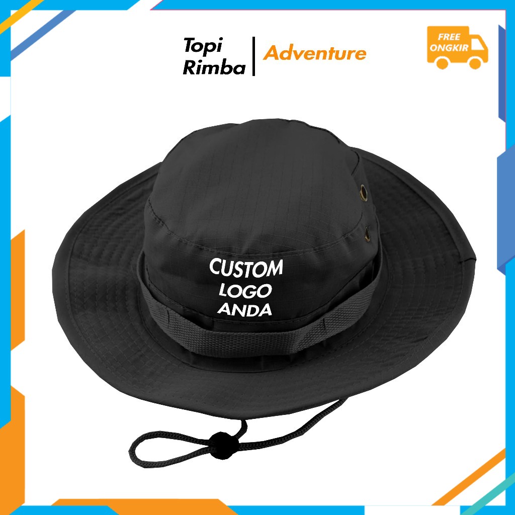SIAP MANCING ALAT PANCING //Topi Rimba Bebas Custom Logo Sablon DTF - Topi Rimba Outdoor Premium - T