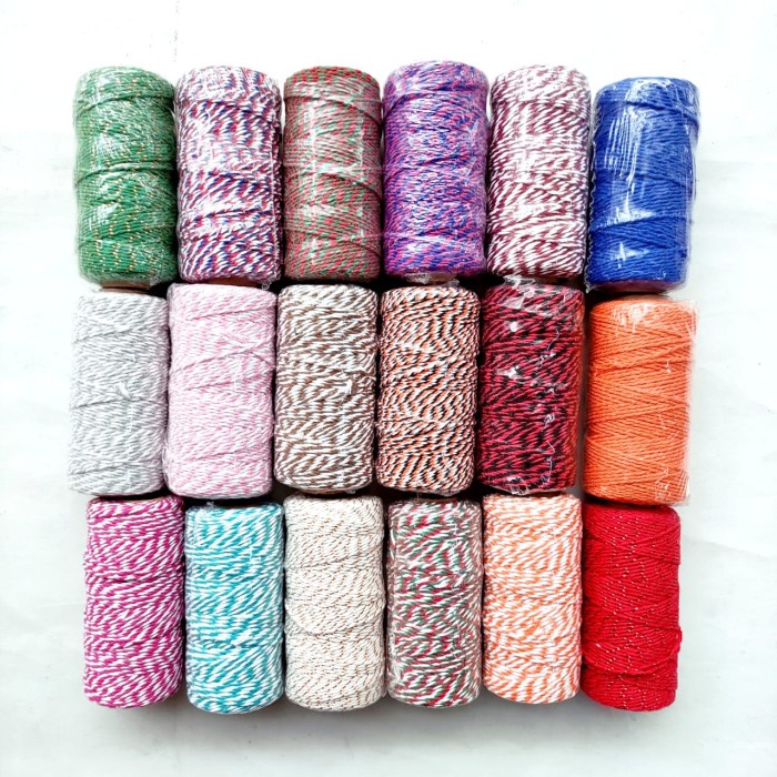 

[[ WSH - BEST SELLER ]] Tali Soevenir 100m Tali Rajut Rol Kombinasi emas Hampers Dekorasi - WARNA RANDOM