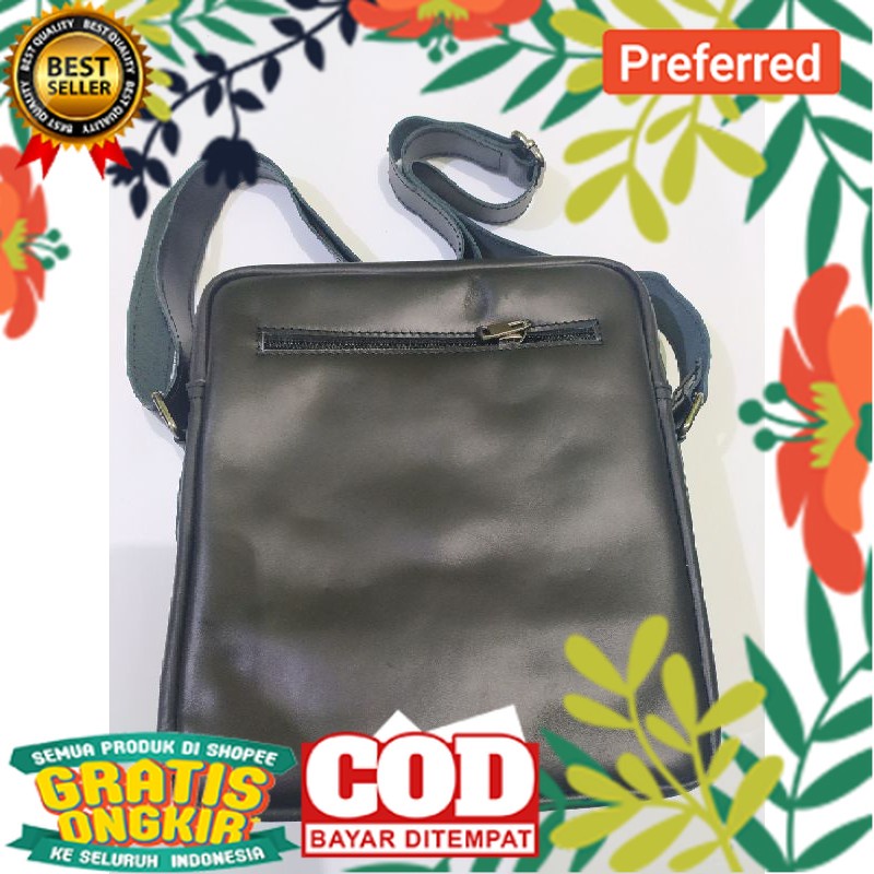 Tas Selempang Kulit Sapi Pull Up Premium Asli Garut Guru Dosen Pejabat Kantoran Formal Pengacara// T