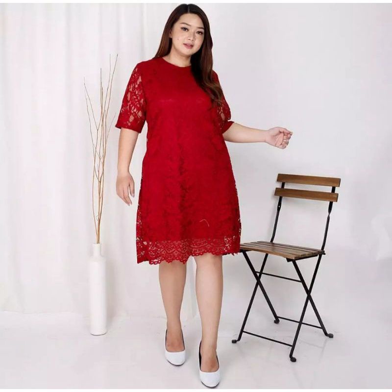 Fashion terbaru XXL DRESS BROKAT / DRESS BROKAT BIG SIZE / DRESS PESTA/ DRESS RIHANA BROKAT