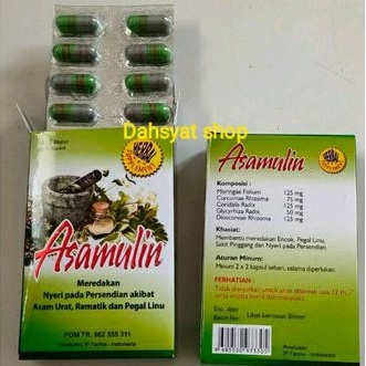 

Best Seller Asamulin kapsul asam urat 1 box isi 3 blister Obat Asam urat, reumatik, pegel linu, kolesterol Termurah Jamu herbal Alami