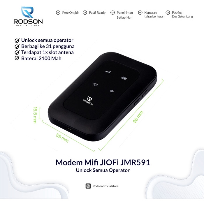 Modem Mifi JIOFi JMR591 4G LTE Unlock All Operator 150 Mbps