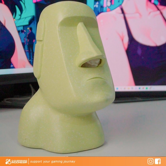 Emot Batu Stand Headset Tissue Box Easter Moai Emote Statue - Mint