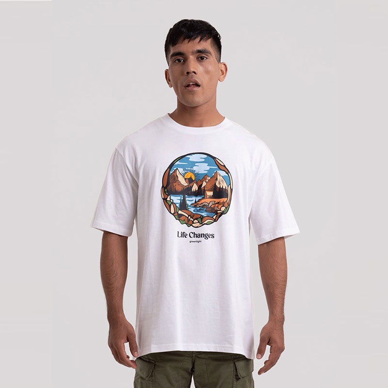 【COD】Greenlight Kaos Polos Lengan Pendek Pria Life Changes Katun Basic Cotton T Shirt Baju Cowok Put