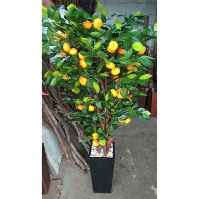 Pohon jeruk bunga plastik artificial