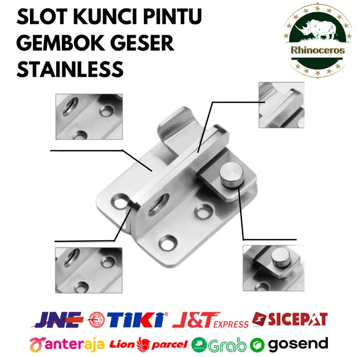 Slot Kunci Pintu Geser Stainless Grendel Kunci Gembok