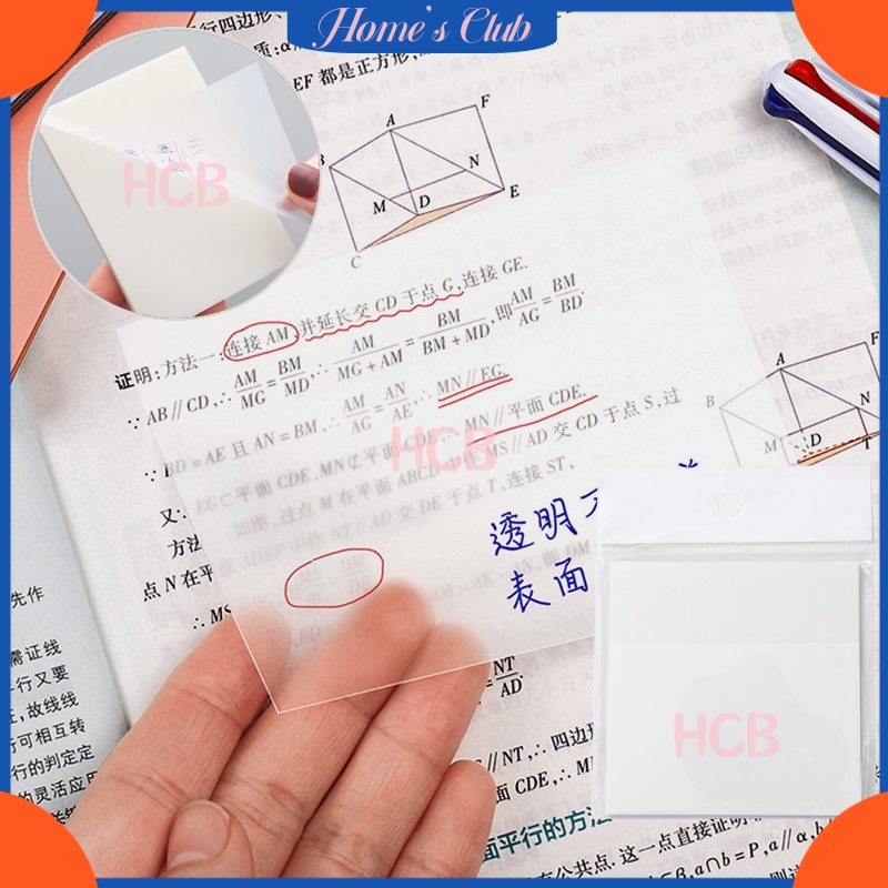 

HCB 50Pcs Sticky Notes / Sticky Note Transparan Plastik / Plastik Dapat Ditulis Permukaan Halus /Memo Bening Tempel
