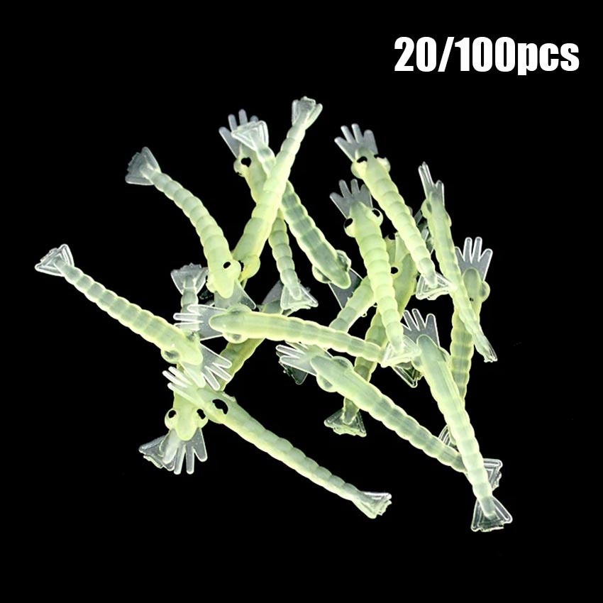 100Pcs Umpan Pancing Udang Softlure Tiruan Kecil Luminous Soft Shrimp Lure Soft Lure Udang Palsu