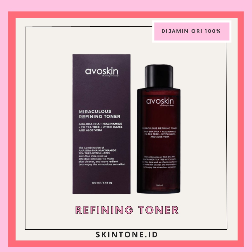 COD AVOSKIN Refining Toner Eksfoliasi 100ml dan 20ml Miraculous Refining Toner AHA BHA PHA Eksfolias