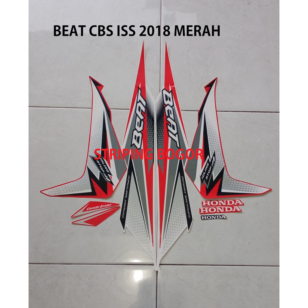 Sticker Striping Motor Honda Beat CBS ISS 2018 Lis Warna Merah