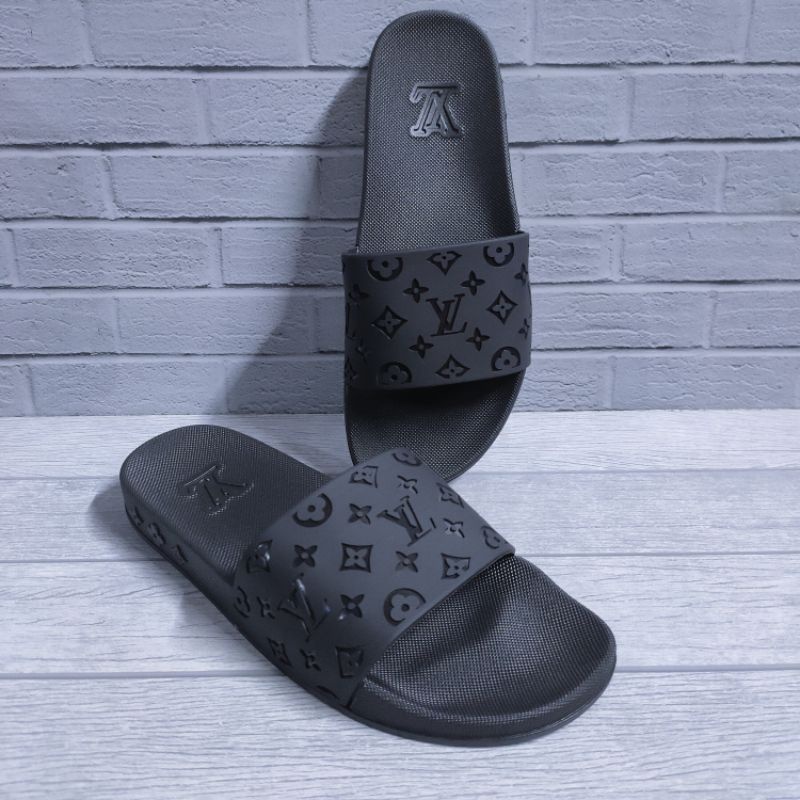 Sandal Pria Slip On / Sendal Wanita Slop / LV Slide Black Grade Original