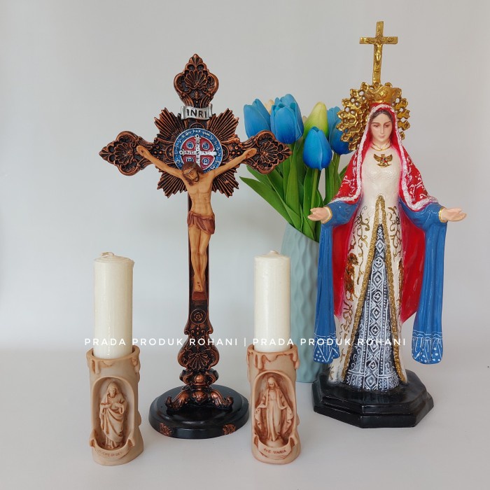 

Set Misa Katolik/Patung Bunda Maria Segala Suku/Salib Sinar - SALIB BRONZE