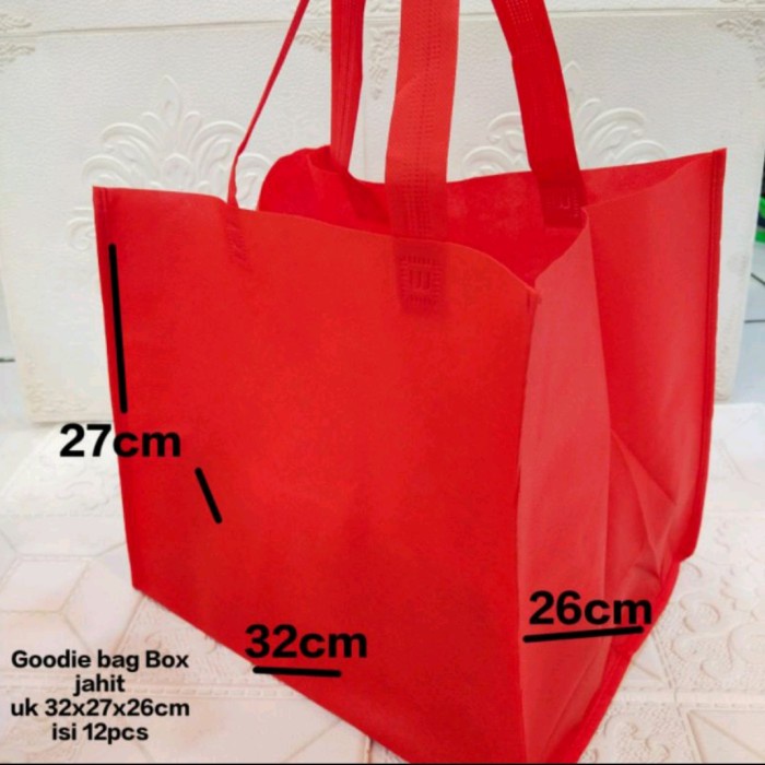 

Goodie bag bahan spoundbond UK.32x27x26cm/tas souvenir 1pak isi 12pcs - Putih