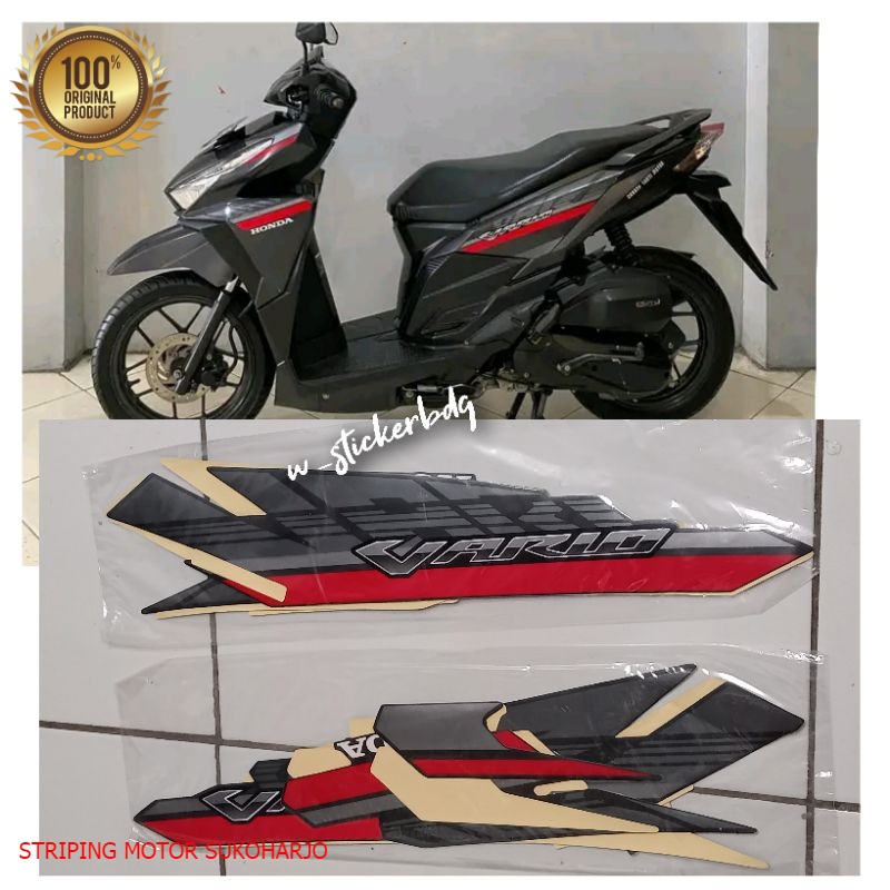 (ORI) Striping Stiker Honda Vario 125 non ISS 2017 Hitam kualitas original