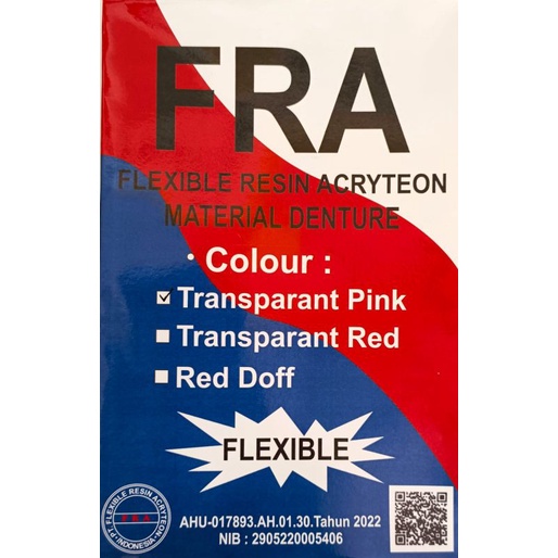 Bahan Gigi Palsu Valplast Merek FRA ( 500 gram ) Bahan Kokoh anti pecah