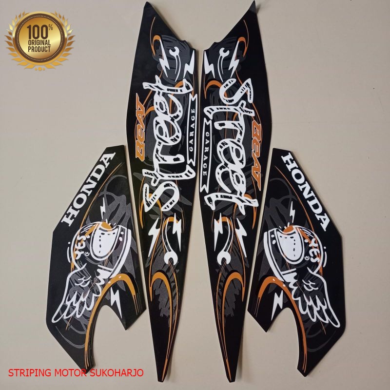 (ORI) striping honda beat fi sporty 2021 street hitam kualitas original