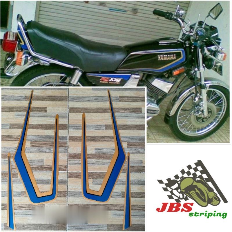 striping stiker  Yamaha rx king hitam biru tahun 1983 lis striping rx king
