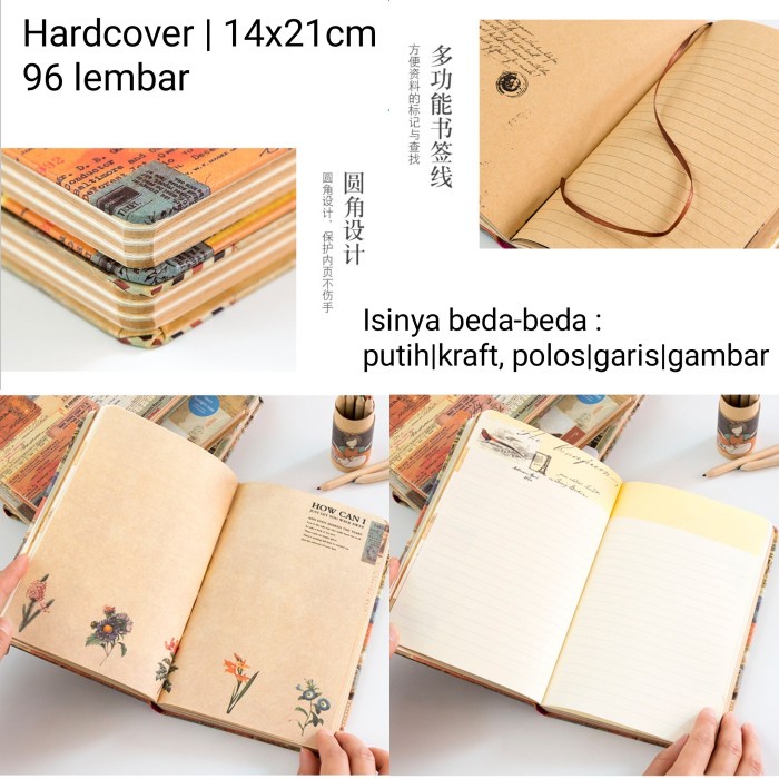 

ic 1 pcs buku jurnal Vintage hardcover scrapbook - Postcard