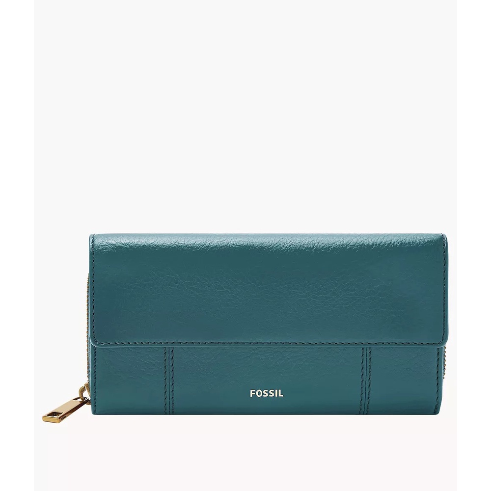 Fossil Jori RFID Flap Clutch Teal Green Dompet Wanita - SWL3009-320