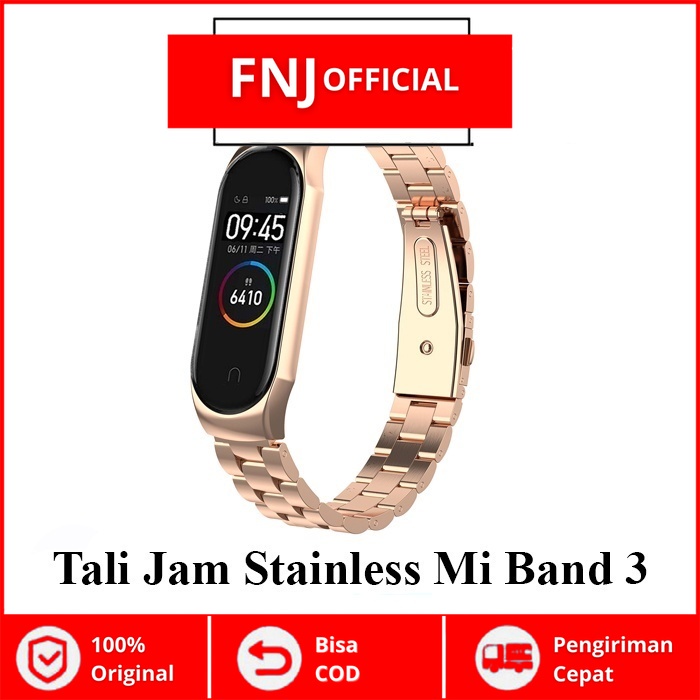 Strap Mi Band 3 Stainless Steel Model Rantai - Tali Jam Mi band 3 Termurah