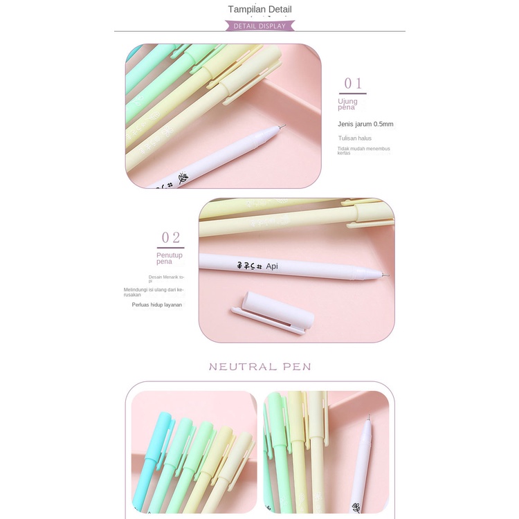 

Pena uniseks warna Morandi / set pena air seri retro / alat tulis kantor pena penandatanganan hitam