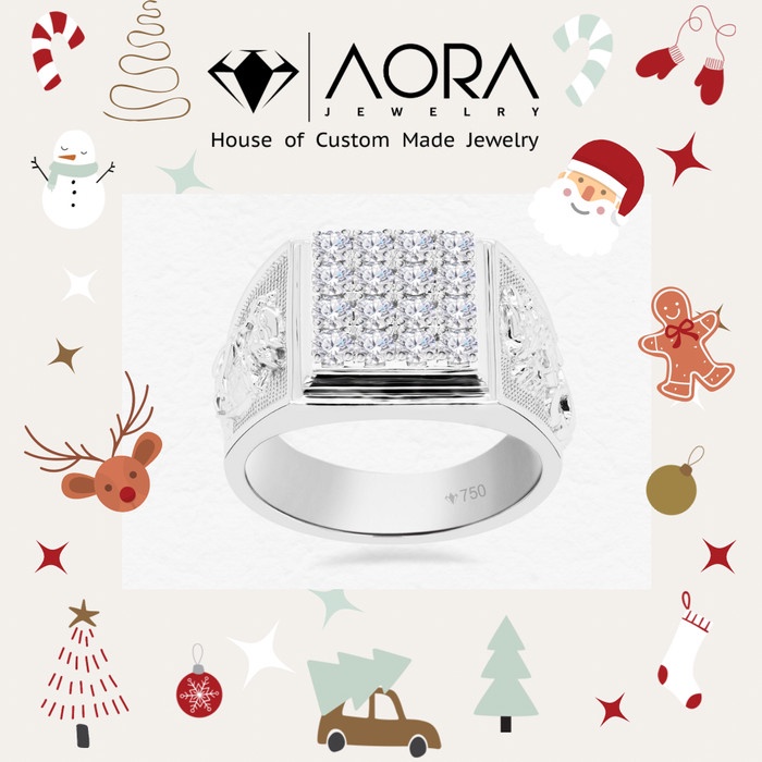 AORA F VVS Diamond With 18K Gold Man Ring 9MR58