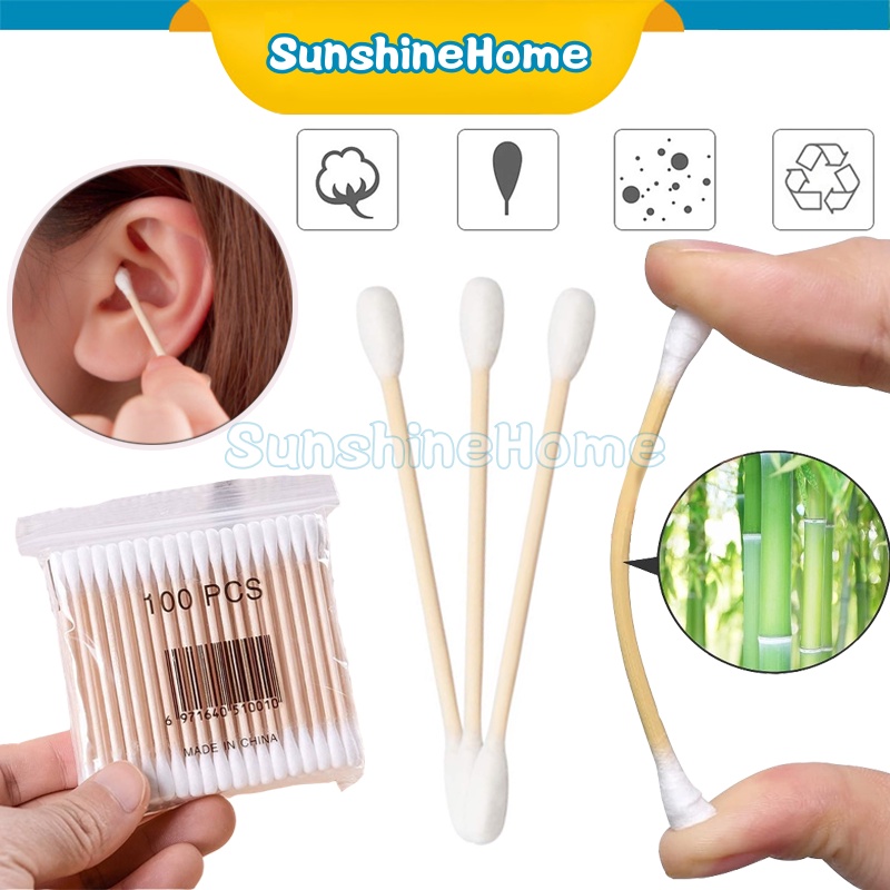 600 Pcs Cotton Buds Bambu / Cotton Bud Kayu / Bamboo Cotton Bud / Cotton Buds Pembersih Telinga / Co