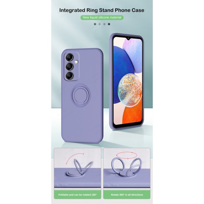 Soft Case SAMSUNG A14 5G Case Candy Ring Stand Matte Casing Free Tali