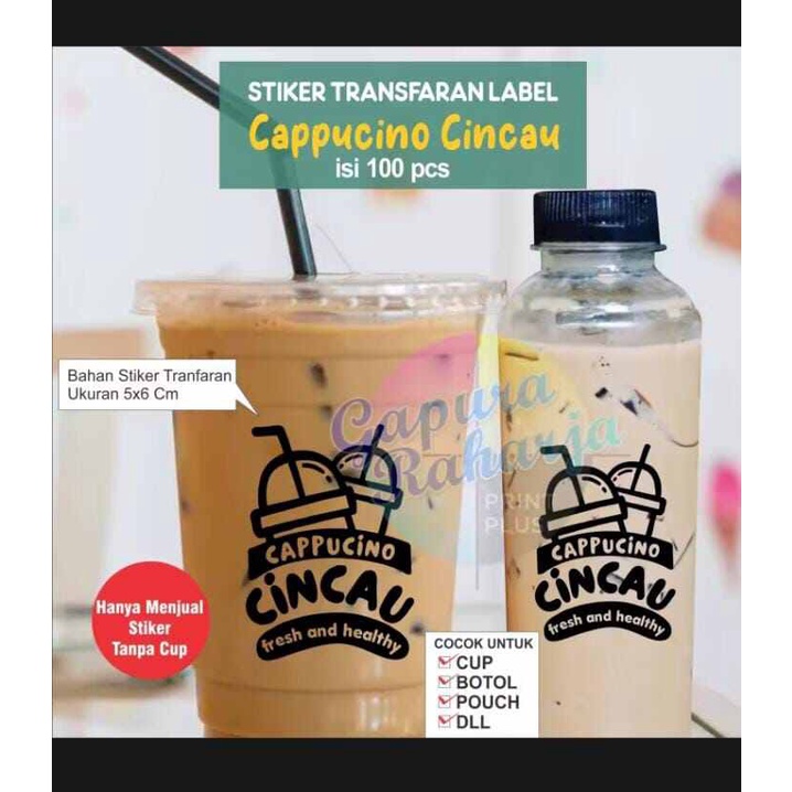 

Stickers cappucino cincau minuman transparan isi 100pcs SRTICKER MINUMAN KEKINIAN