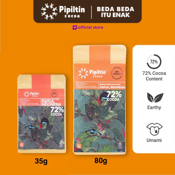 

[KUALITAS TERBAIK] Pipiltin Cocoa Dark Chocolate Chocolate Bar Ransiki 72% 80gr