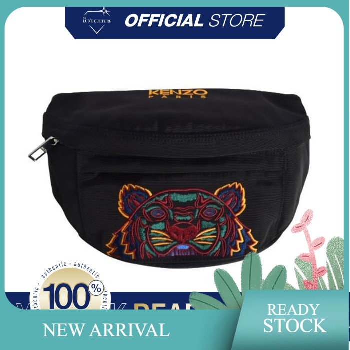 Kenzo Tiger Maroon Yellow Waistbag / Tas Branded Original