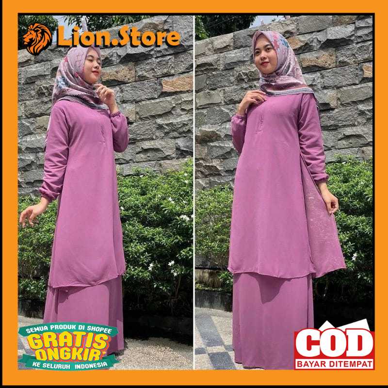 Gamis Malaysia Anggun Summer Jatuh Baju Muslim Polos Syari Lebaran// BAJU MUSLIM KREN MODEL BARU / P