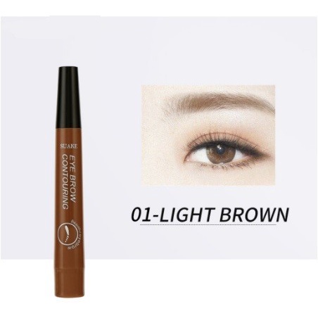 EYEBROW PEN - PENCIL PINSIL ALIS WATERPROOF - MAGIC TINT 3D 4D TATTOO - 01 BROWN/COKLAT