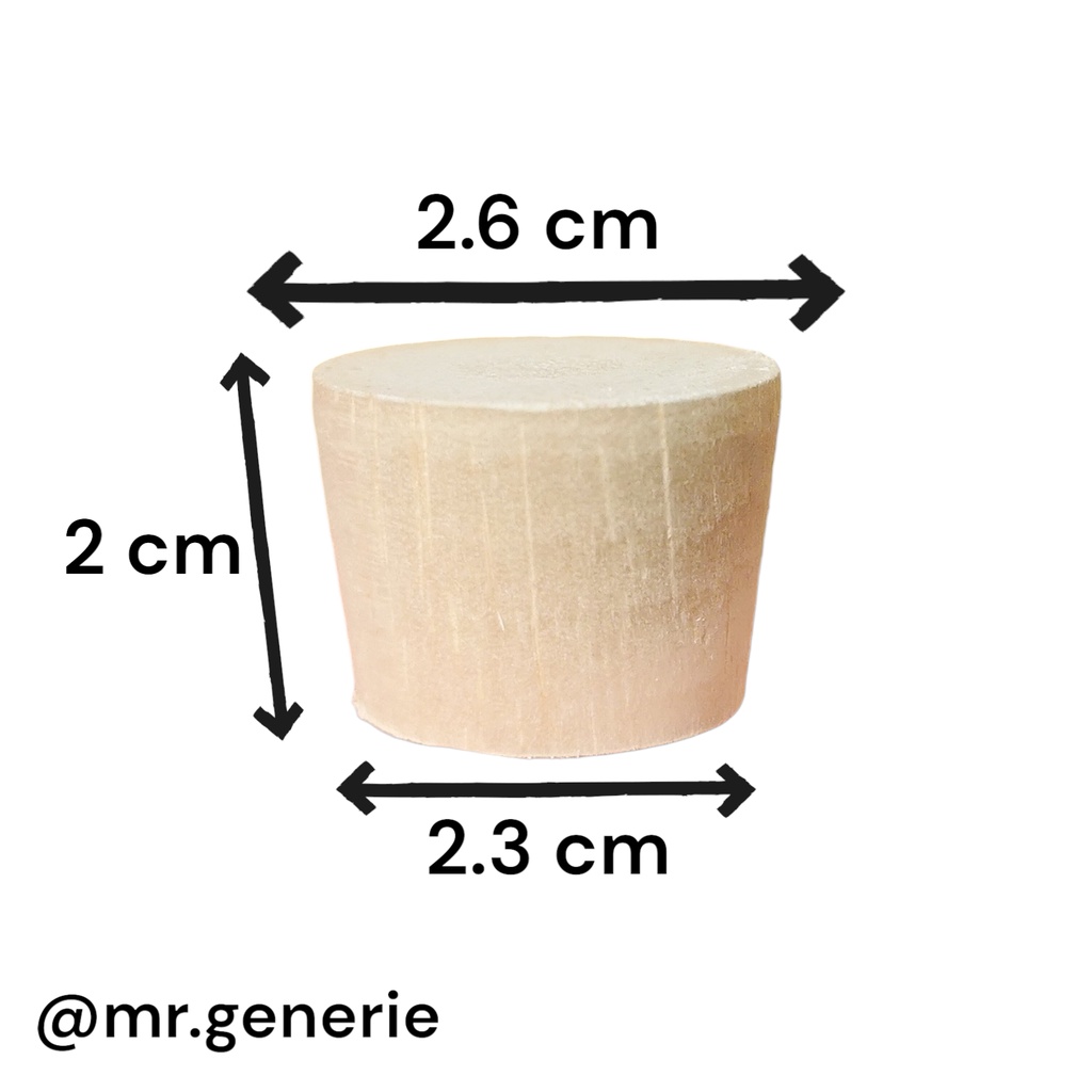 Mr.Generie Wood Cap 26x23x20 mm / tutup botol kayu Alba / murni kayu coklat muda / botol kaca wine /