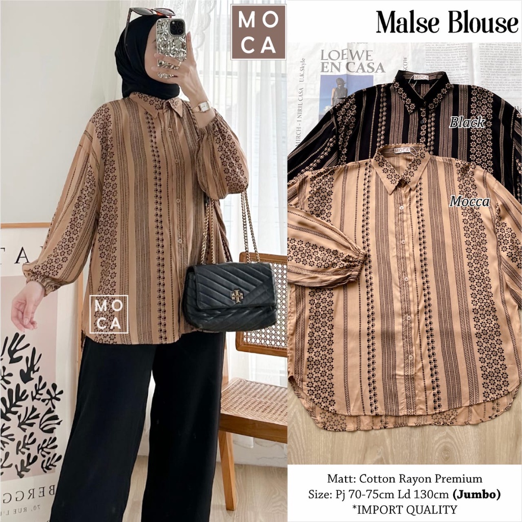 Blouse wanita Malse/tunik kaos waffle/Blouse wanita terkini 2023/kemeja kasual wanita jumbo LD 130/K