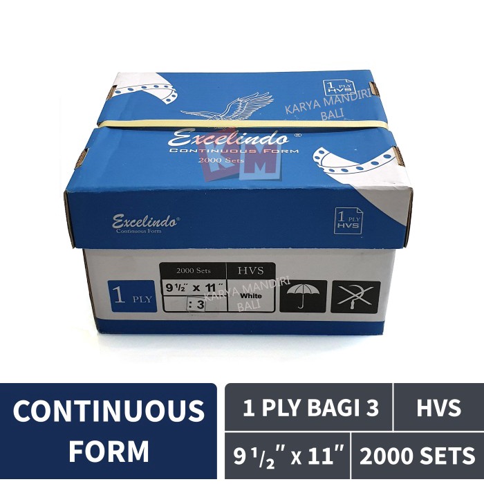 

Kertas Continuous Form 1 Ply Bagi 3 HVS Excelindo 9 1/2 x 11 K1