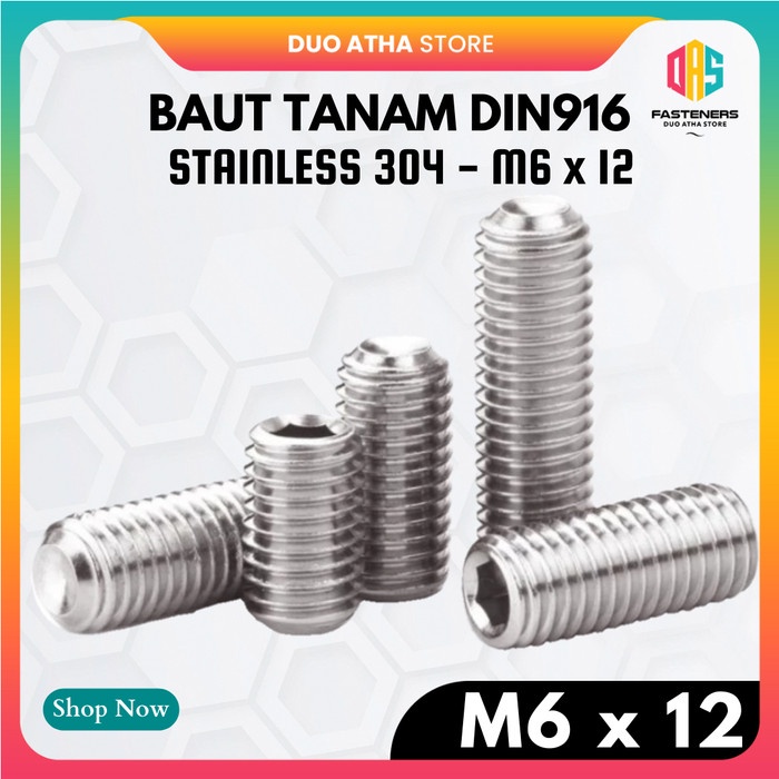 Baut Tanam L M6 x 12 / L-Set Socket M6x12 Stainless SS304