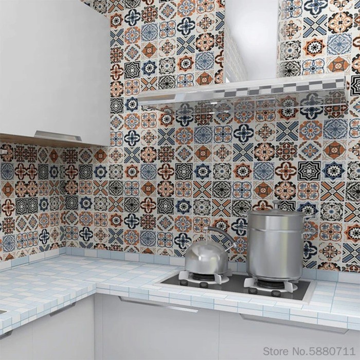 wallpaper dapur kamar mandi kitchen set motif tegel minimalis