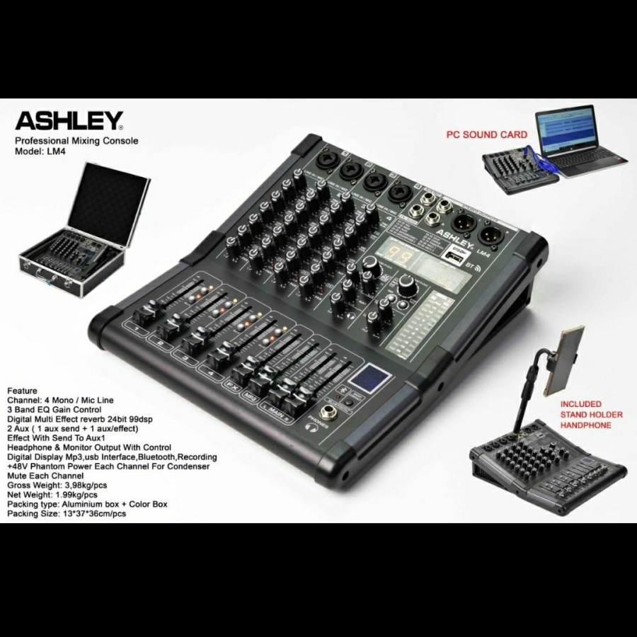 Mixer Audio ASHLEY LM4/LM 4 4CH USB-BLUETOOTH-SOUND CARD ORIGINAL
