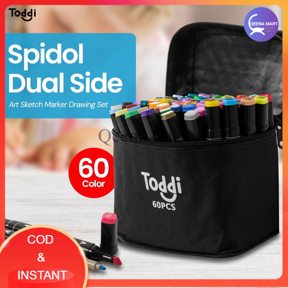 

Spidol Dual Side Fine Art Brush Pen Art Marker Set 60 Color - HL270