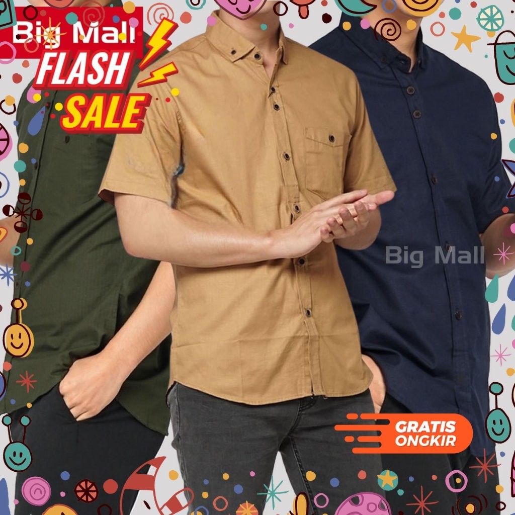 MEGASALE / Big Mall [M-XXXXL] Kemeja Pria Lengan Pendek PREMIUM Mall