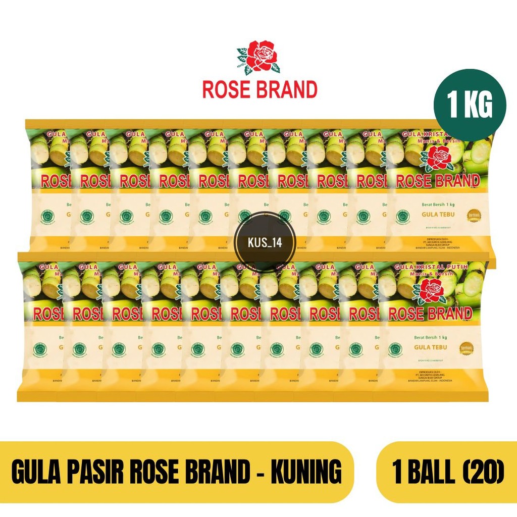 

Gula Kuning Rose Brand 1kg (1 Ball isi 20 kg) Gula Pasir