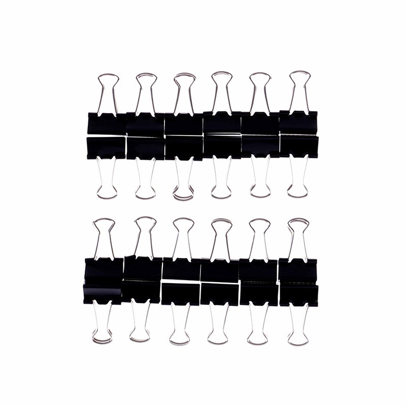 

12pcs Paper Clip 15mm Foldback Metal Binder Clips Black Grip Clamps Office School Stationery Paper Document Clips