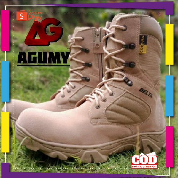 [PREMIUM ORIGINAL] Sepatu pdl tactical boots safety ujung besi SEPATU DELTA BOOTS CREAM 8INCI
