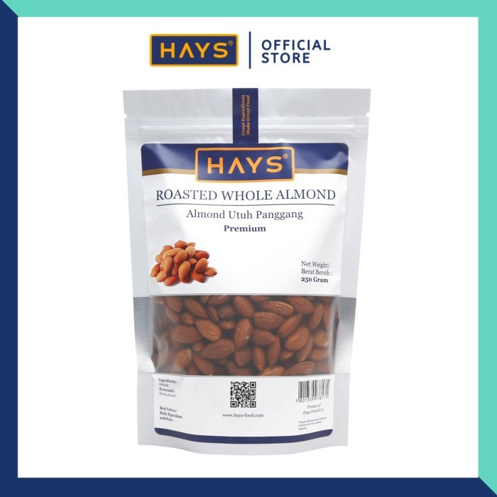 

READY STOCK!!! Almond Utuh Panggang 250 GRAM / Roasted Whole Almond 250 GRAM - HAYS