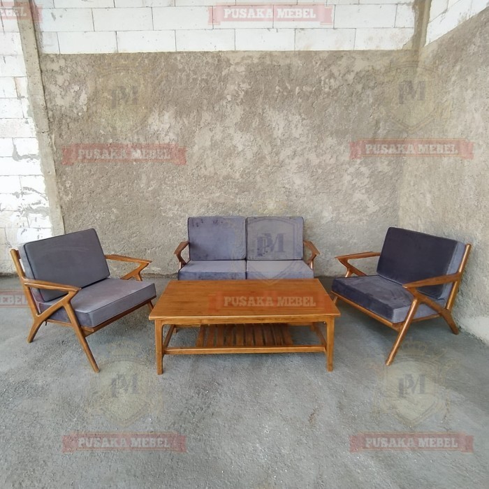kursi sofa tamu retro klasik, set kursi meja tamu klasik jengki kayu