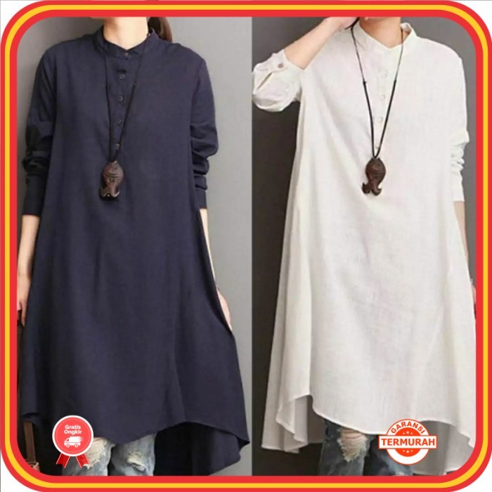 Tunik Cantik Baru Murah Wanita Baju Lebaran Kekinian /Tunik Kara Polos / Tunik Wanita / Kemeja Tunik