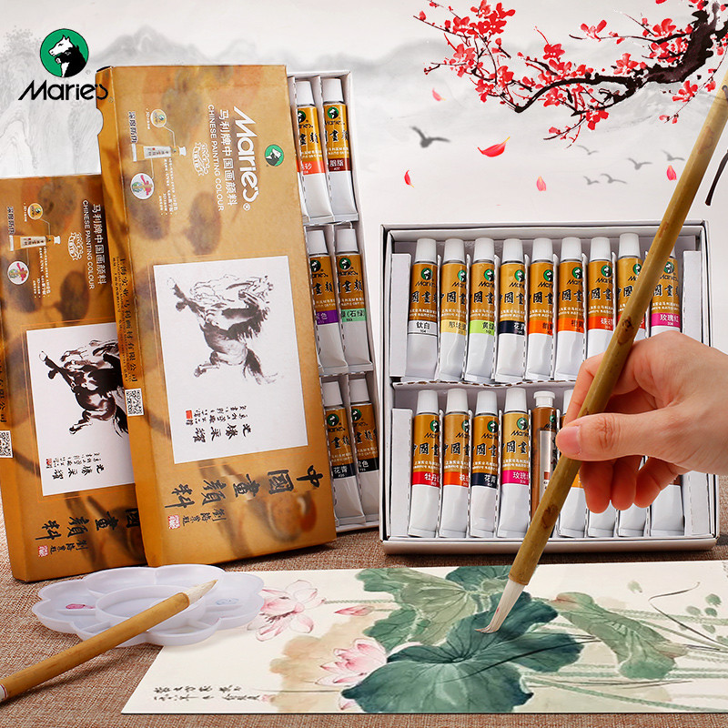 

Marie's Chinese Painting Pigment Color Tubes Watercolor Sets 5/12ML 12Colors for Students, Beginners and Painting